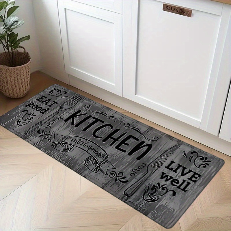 Commercial Kitchen Quotes - Retro Kitchen Quote Rug Eat Good