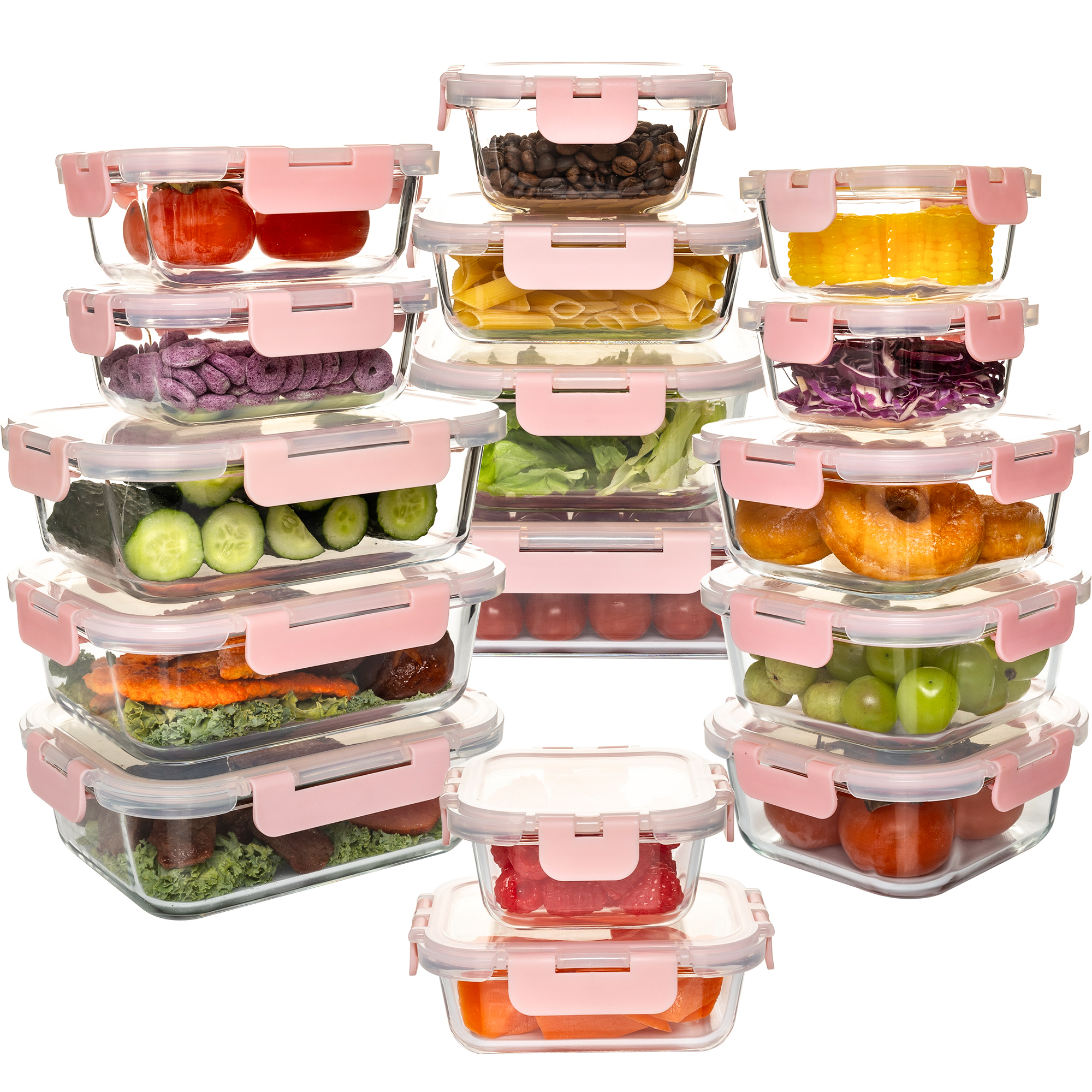 Commercial Kitchen Organization - 16-Piece Glass Food Storage Containers Set,