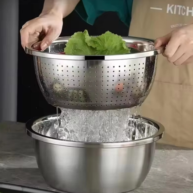 Commercial Kitchen Organization - Multi Functional Stainless Steel Vegetable Bowl,