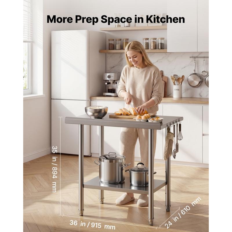 Commercial Kitchen Tables - Stainless Steel Work Table, 24x36 Inch