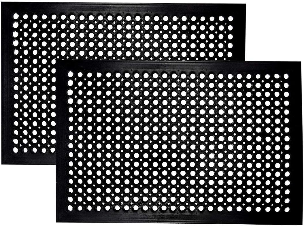 Commercial Kitchen Mats Anti Fatigue - Rubber Doormat - 2 Pack Non