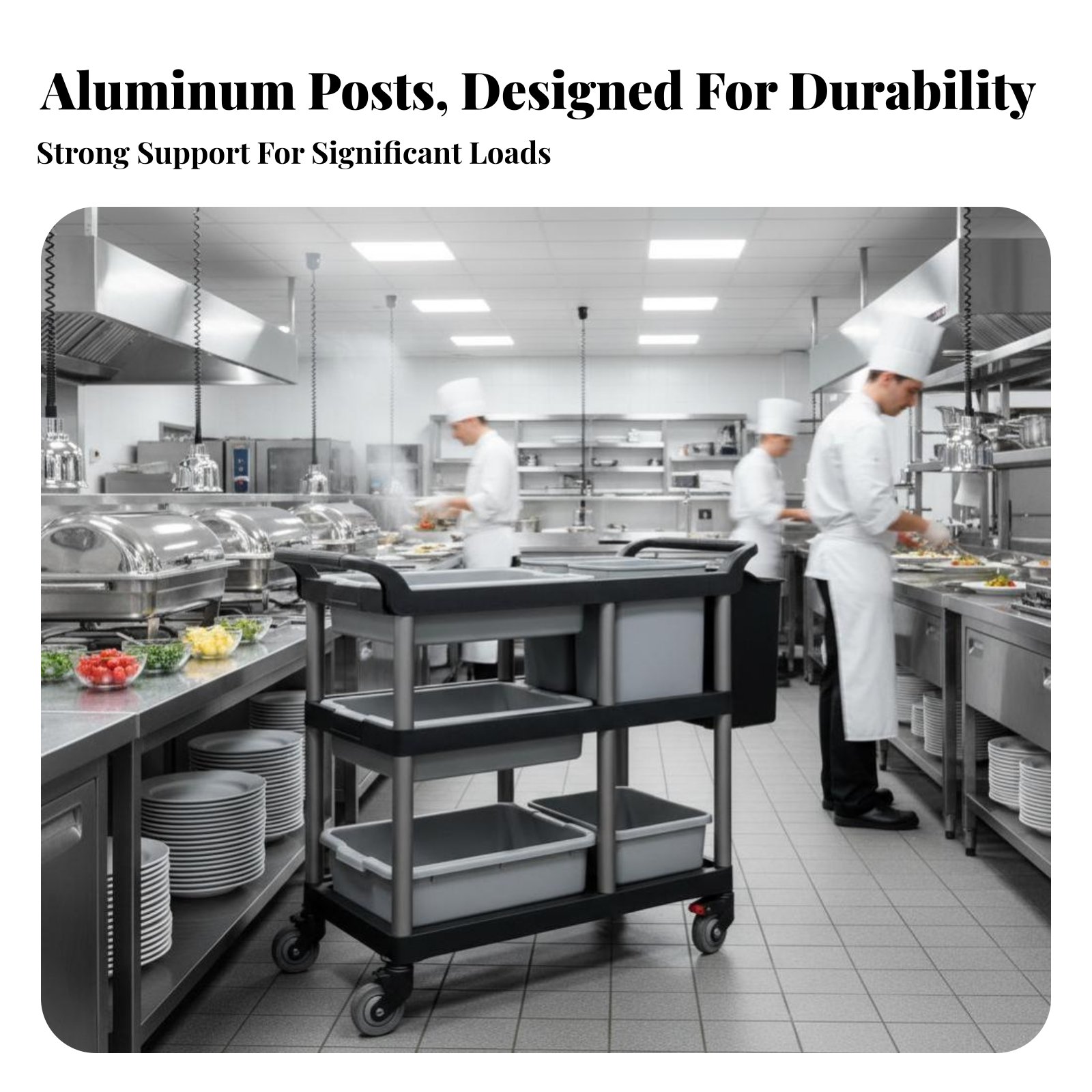 3-Tier Food Trolley Quiet Cast - Commercial Kitchen Utensils reseña y precio