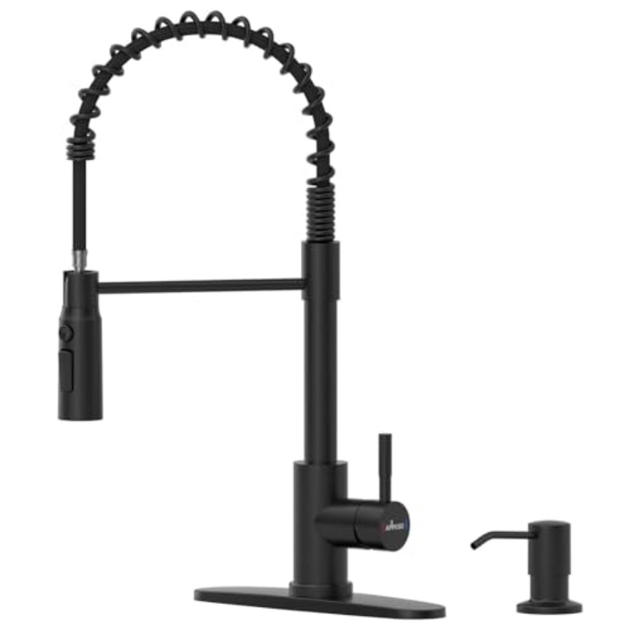 Black Kitchen Faucet with Pull - Commercial Kitchen Sprayer reseña y precio
