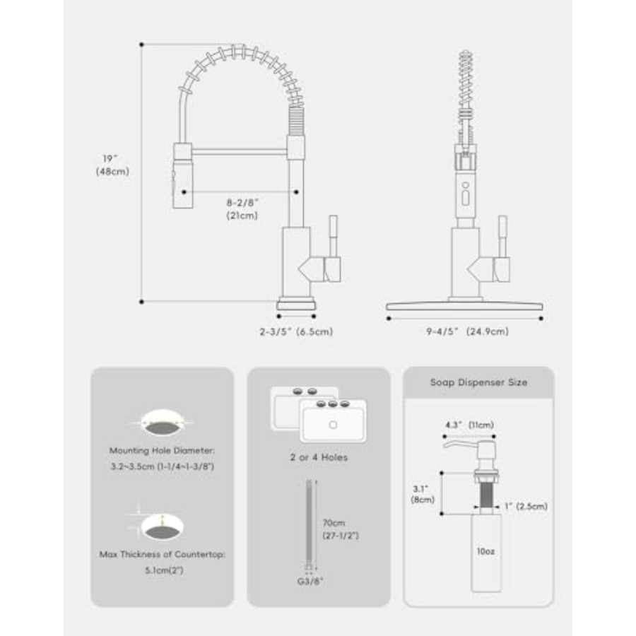 Black Kitchen Faucet with Pull - Commercial Kitchen Sprayer reseña y precio