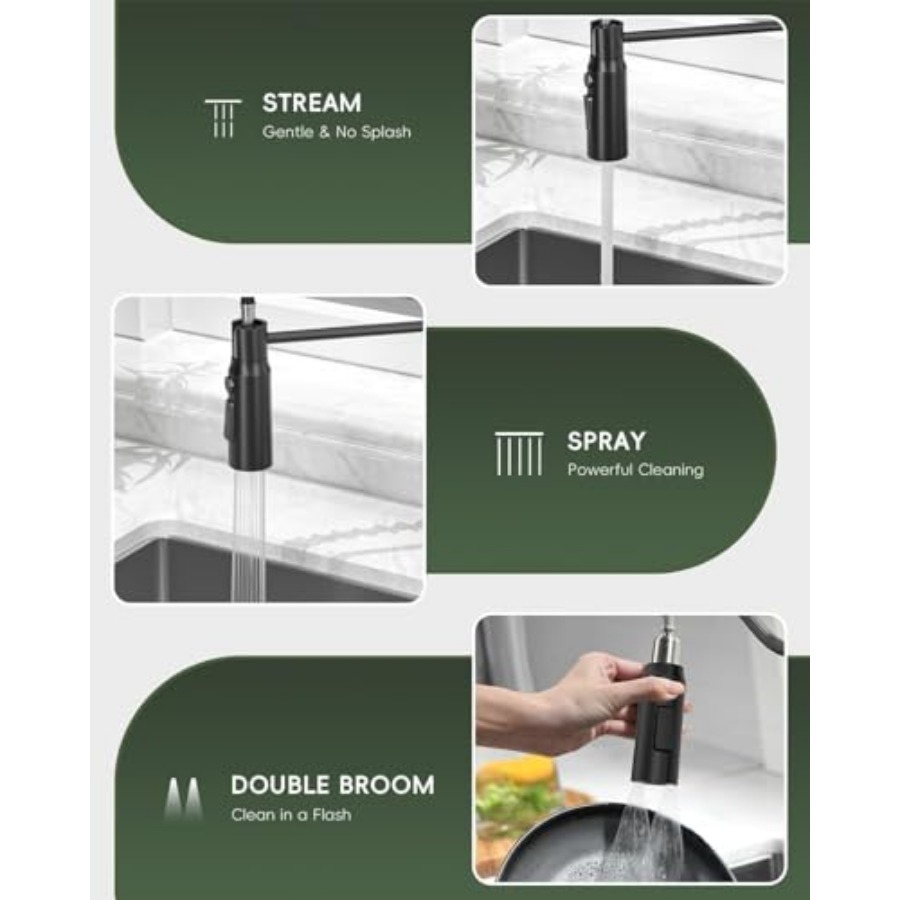 Black Kitchen Faucet with Pull - Commercial Kitchen Sprayer reseña y precio