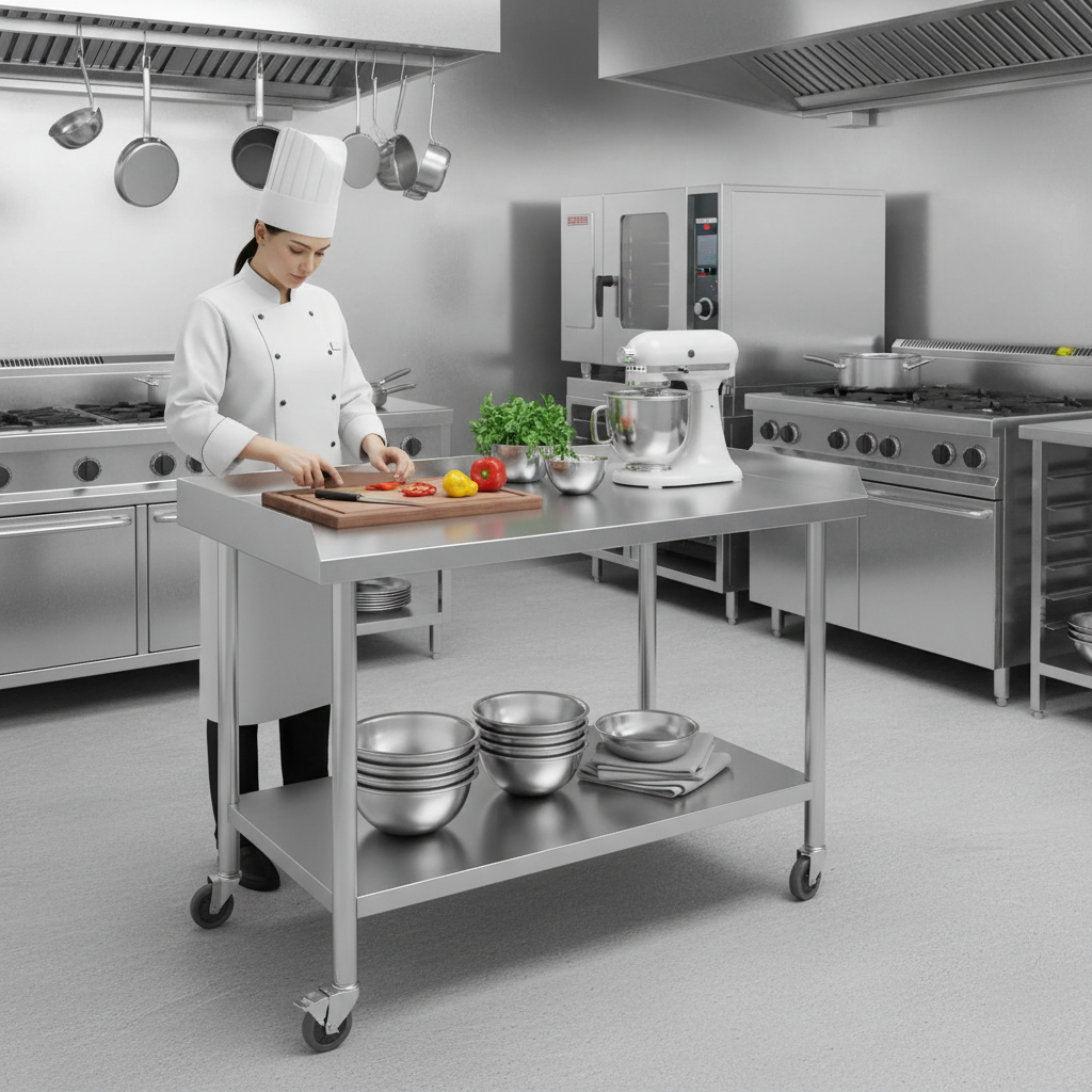 2-Tier Stainless Steel Commerc - Commercial Kitchen Tables reseña y precio
