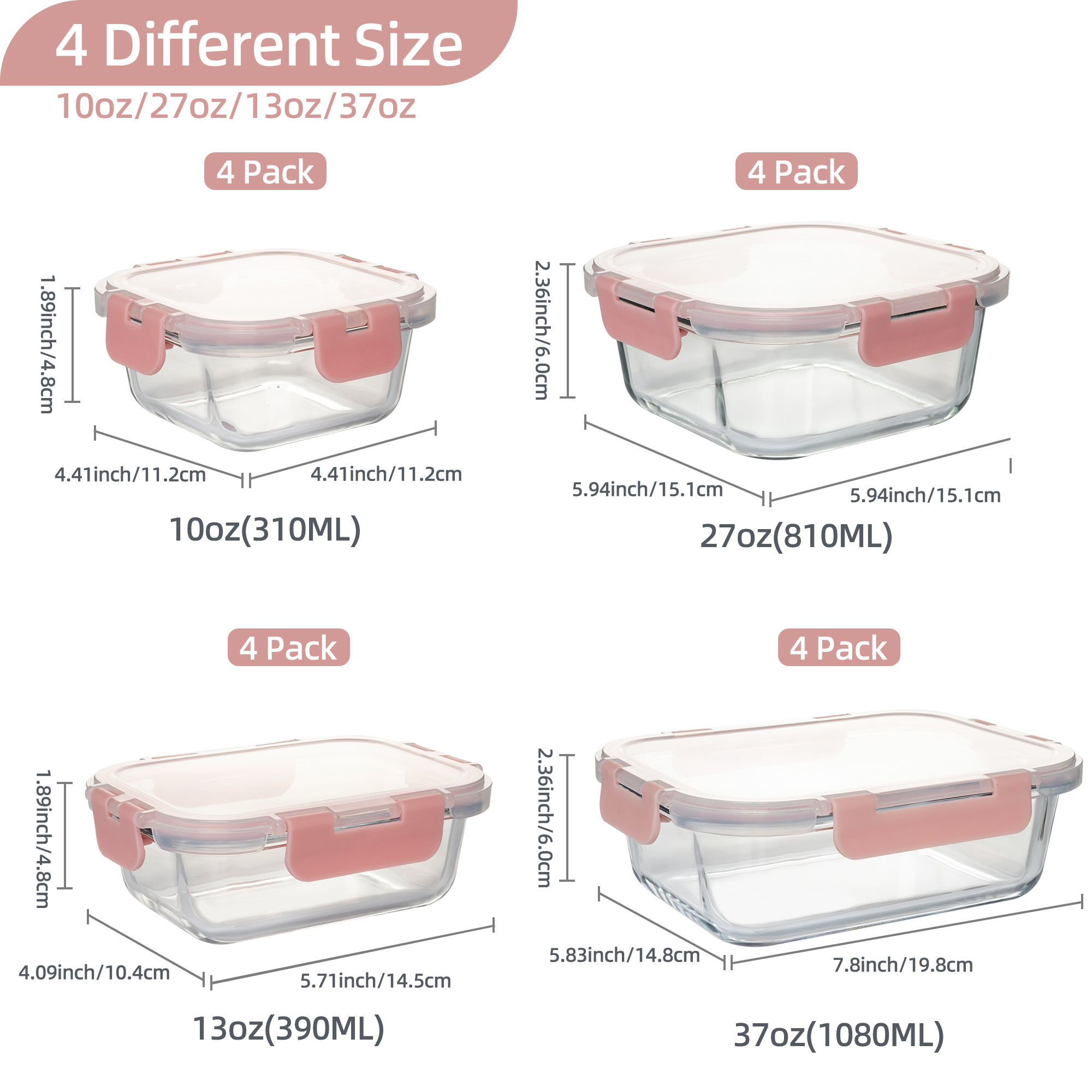 16-Piece Glass Food Storage Co - Commercial Kitchen Organization reseña y precio