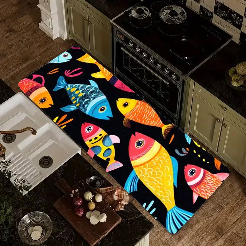 Nautical Fish Print Kitchen Ru - Commercial Kitchen Mats Anti Fatigue reseña y precio