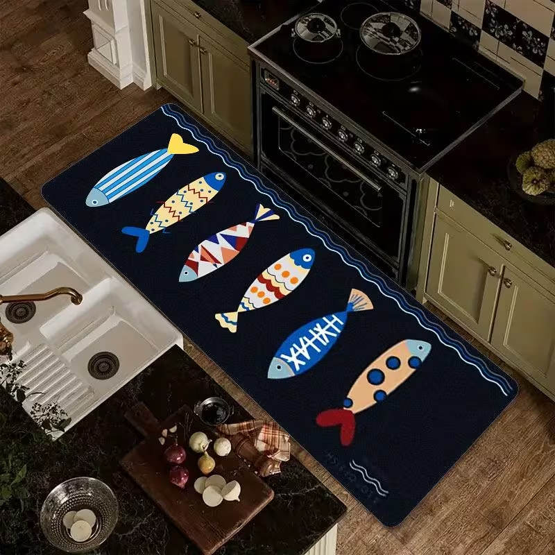 Nautical Fish Print Kitchen Ru - Commercial Kitchen Mats Anti Fatigue reseña y precio
