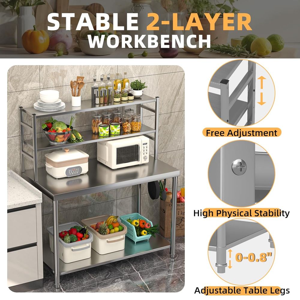 48x24 Stainless Steel Prep Tab - Commercial Kitchen Tables reseña y precio