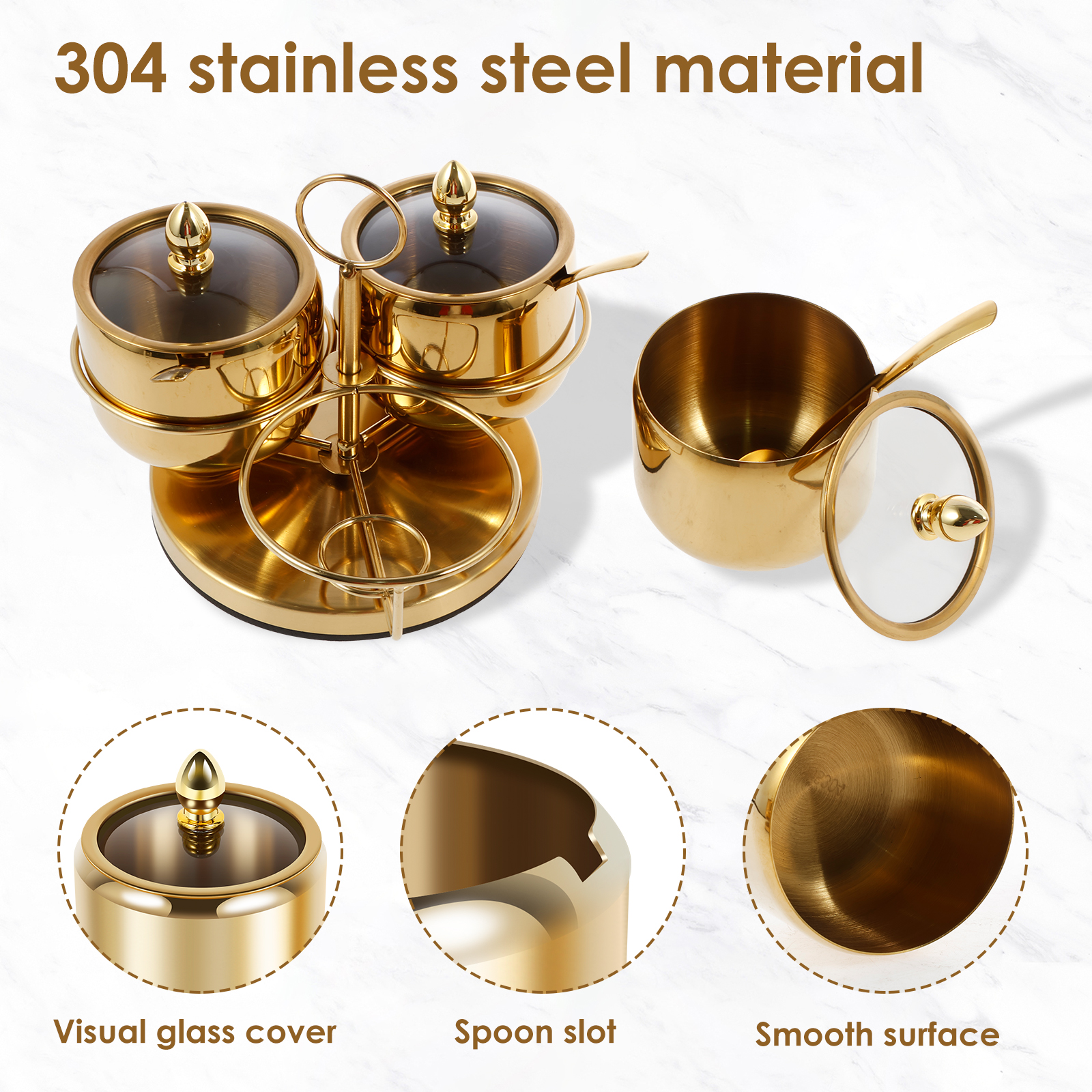 Stainless Steel Sugar Bowl Set - Commercial Kitchen Utensils reseña y precio