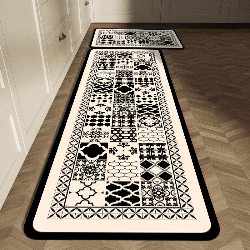 Black White Geometric Tile Kit - Commercial Kitchen Tile Flooring reseña y precio