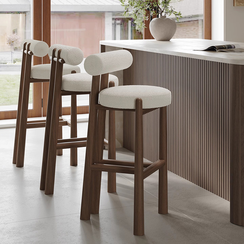 Modern Wood Backrest Bar Chair - Commercial Kitchen Interior reseña y precio