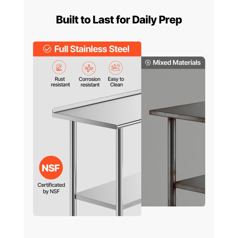 Stainless Steel Work Table, 24 - Commercial Kitchen Tables reseña y precio