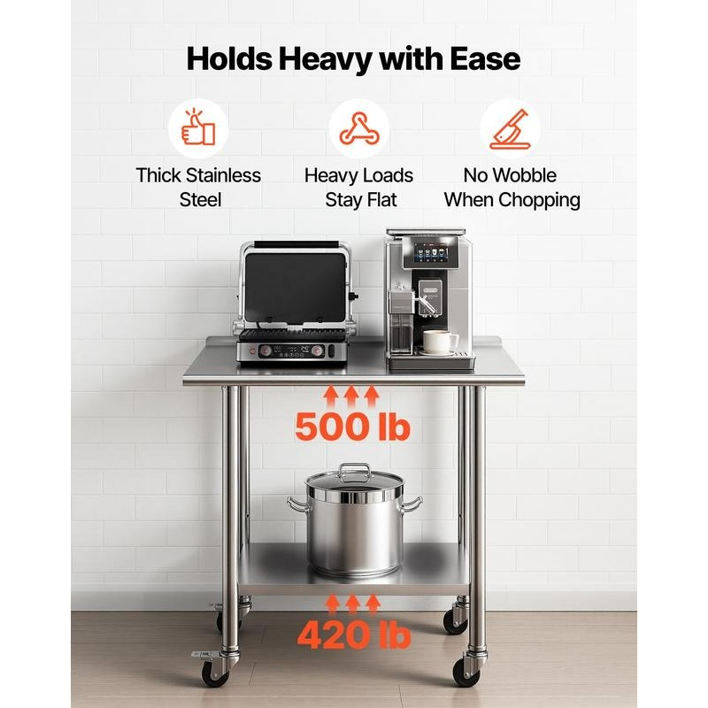 Stainless Steel Work Table, 24 - Commercial Kitchen Tables reseña y precio