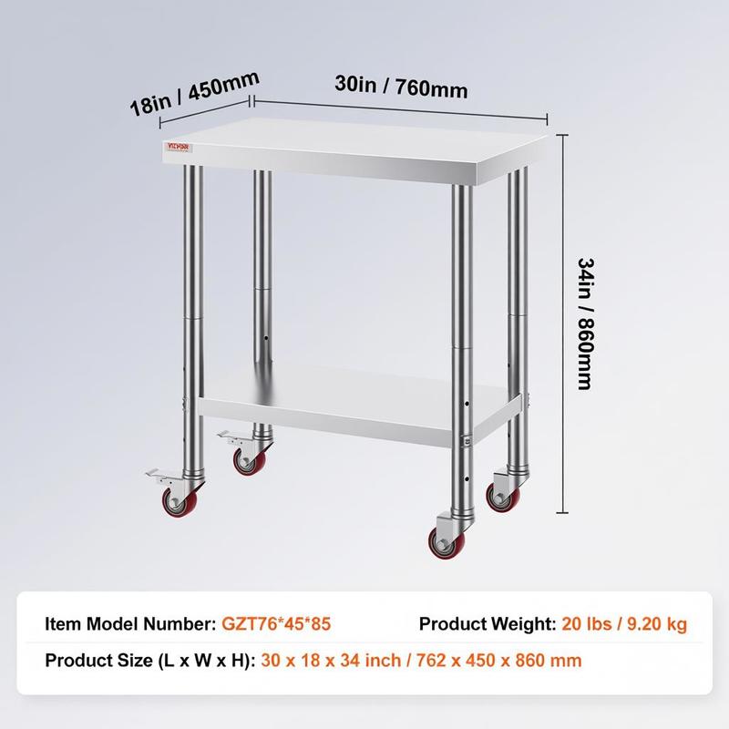 Work table 762 x 457.2 x 863.6 - Commercial Kitchen Tables reseña y precio