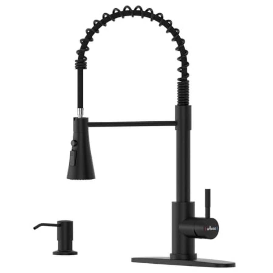 Black Kitchen Faucet with Soap - Commercial Kitchen Sprayer reseña y precio