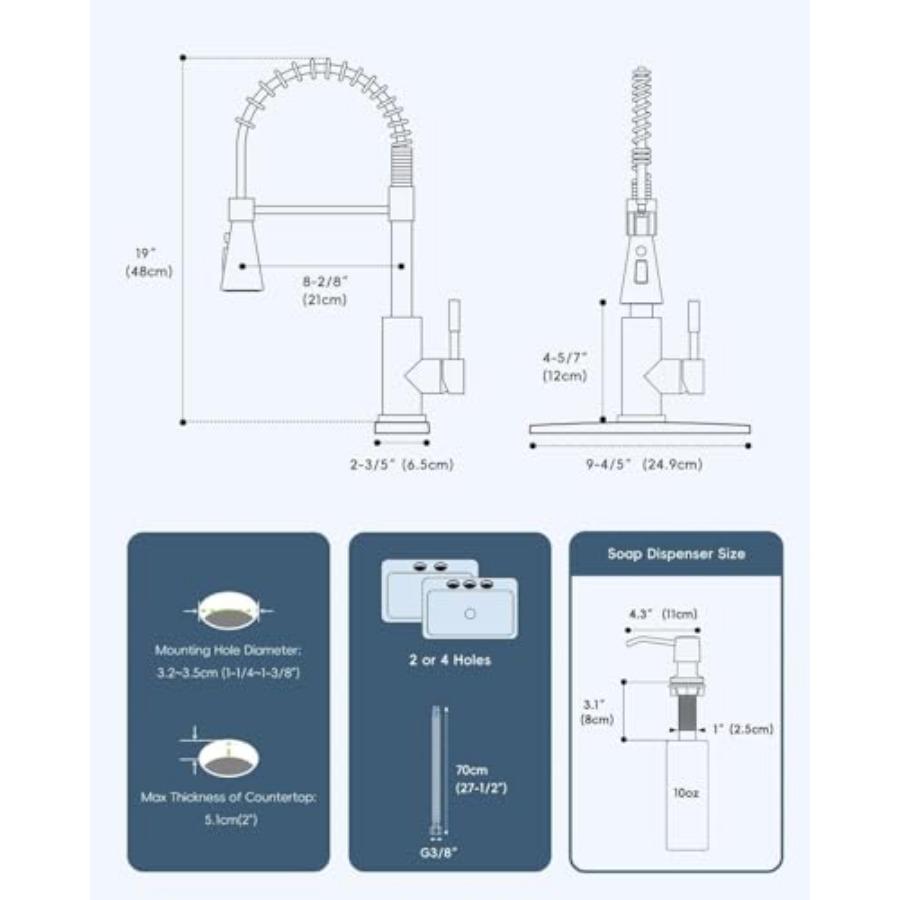 Black Kitchen Faucet with Soap - Commercial Kitchen Sprayer reseña y precio