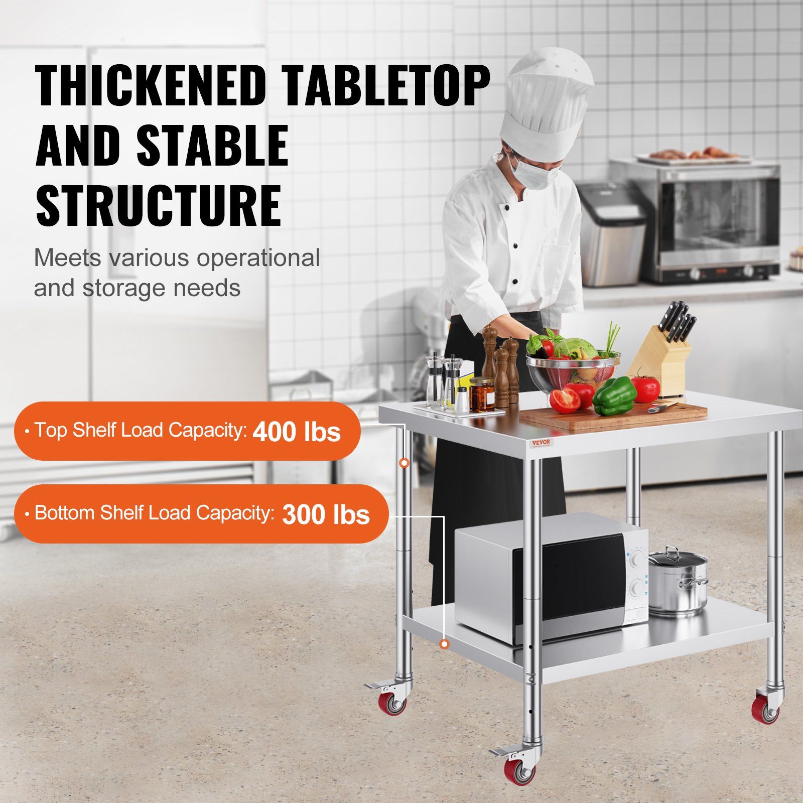 VEVOR Stainless Steel Work Tab - Commercial Kitchen Tables reseña y precio