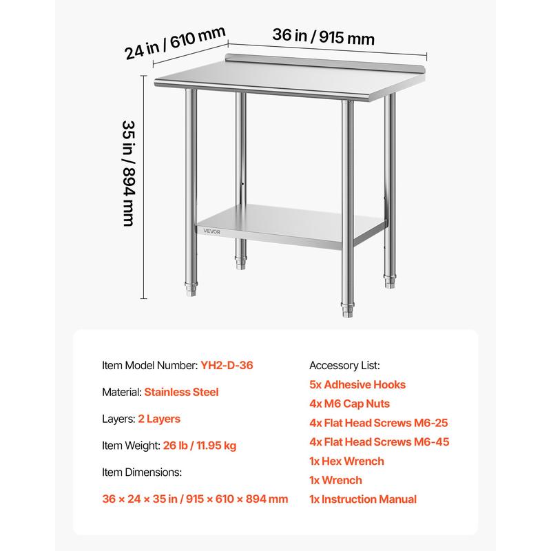 Stainless Steel Work Table, 24 - Commercial Kitchen Tables reseña y precio