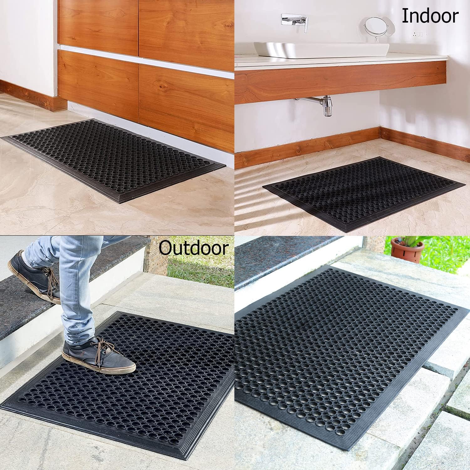 Rubber Doormat - 2 Pack Non Sl - Commercial Kitchen Mats Anti Fatigue reseña y precio