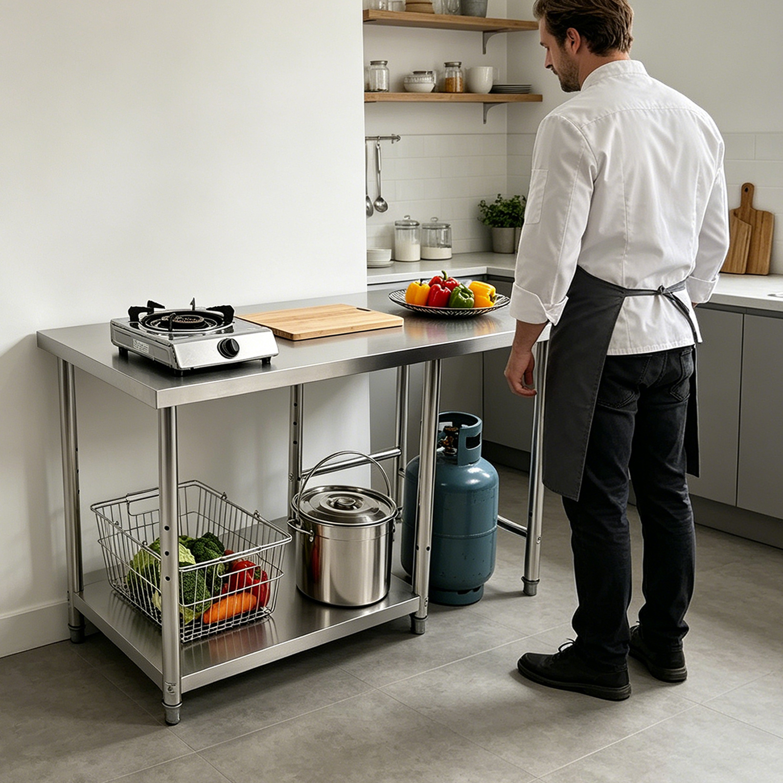 Stainless Steel Prep & Work Ta - Commercial Kitchen Tables reseña y precio