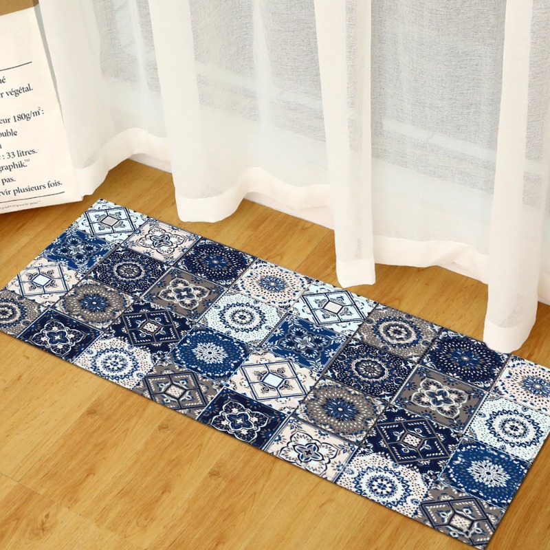 Long Rug Blue-Gray Retro Tile  - Commercial Kitchen Tile Flooring reseña y precio
