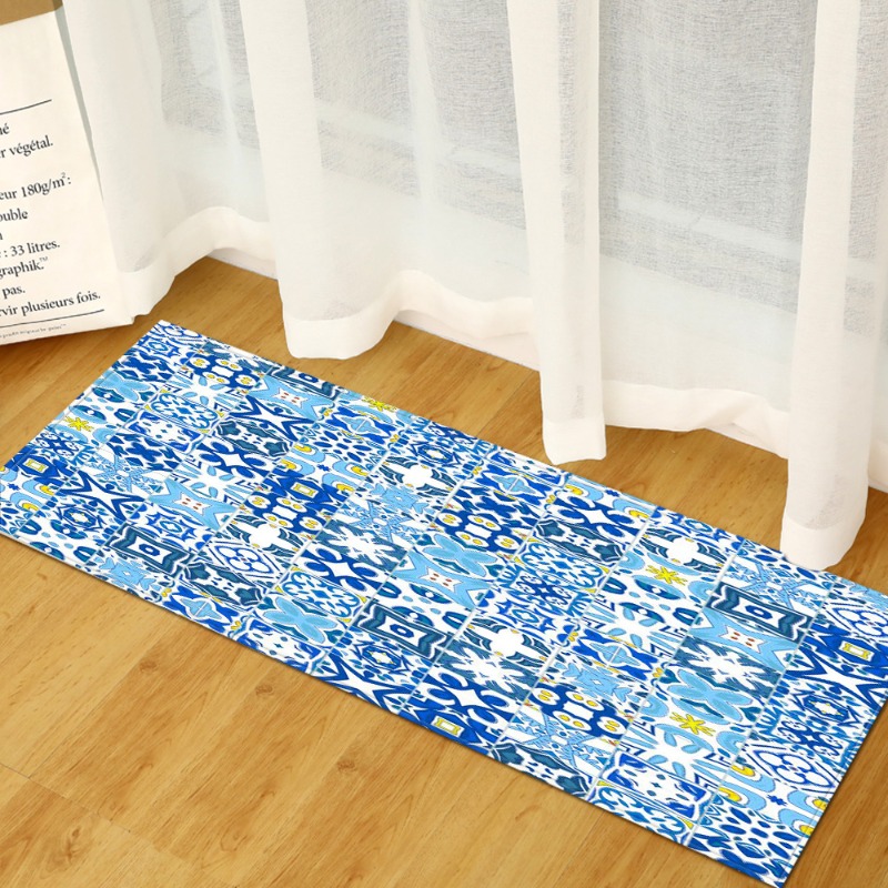 Long Rug Mediterranean Blue-Wh - Commercial Kitchen Tile Flooring reseña y precio